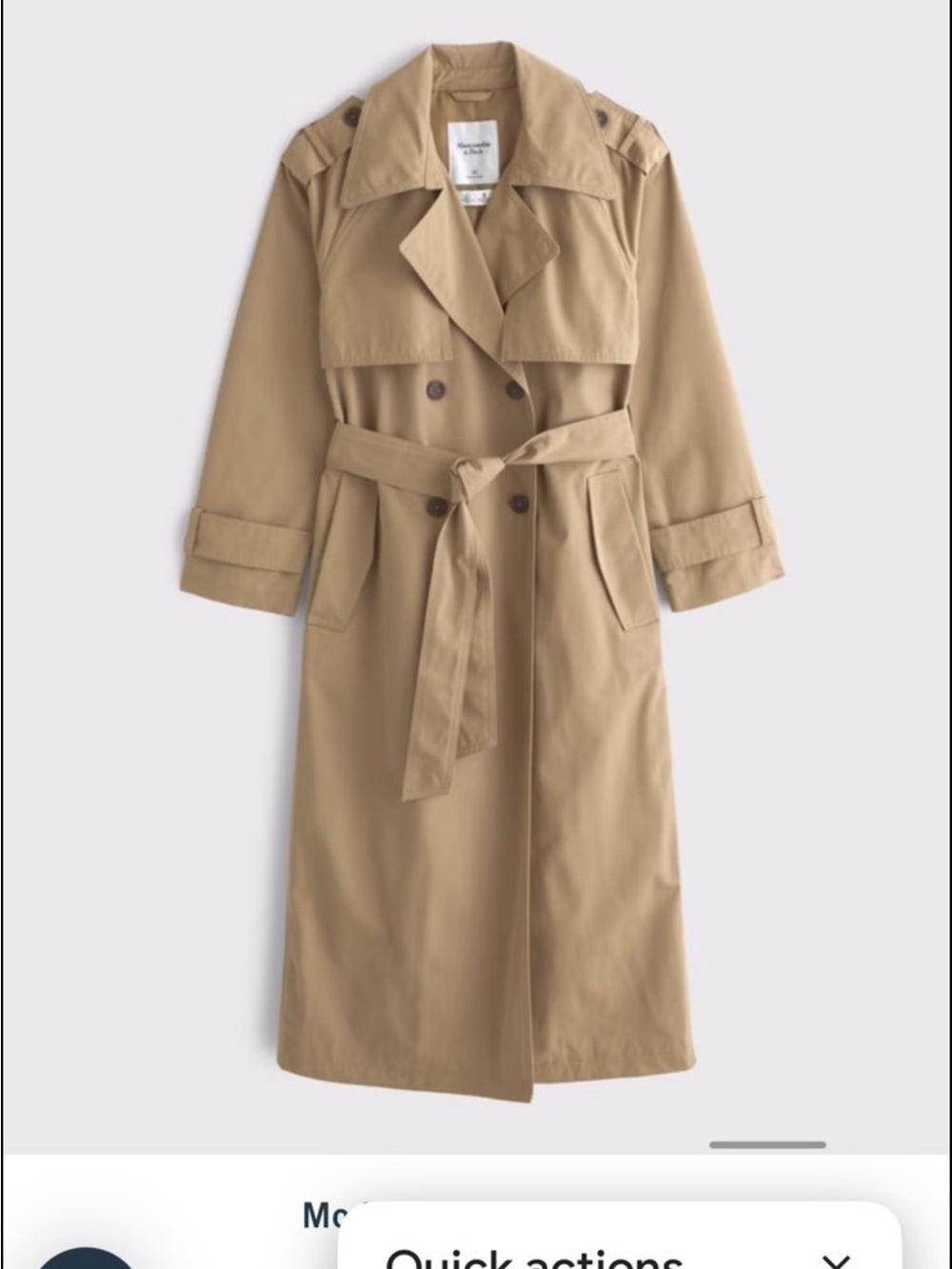 Abercrombie & Fitch Khaki Belted Trench Coat